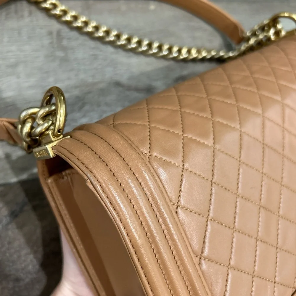 Chanel Camel Quilted Lambskin Boy Bag - Picture 8 of 15
